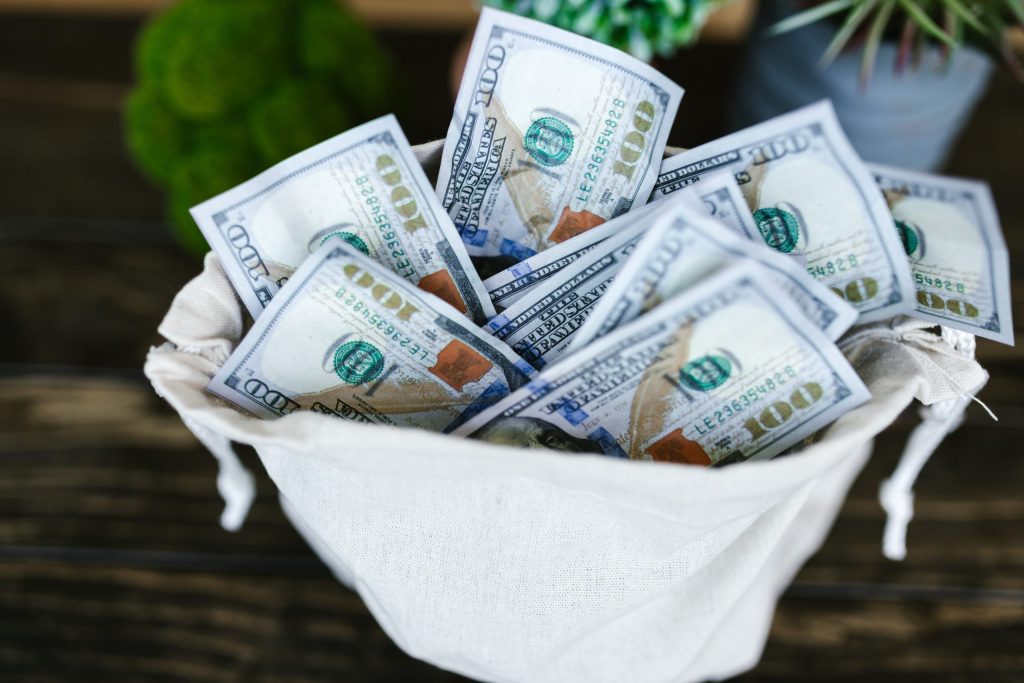 Close-up photo of dollar bills