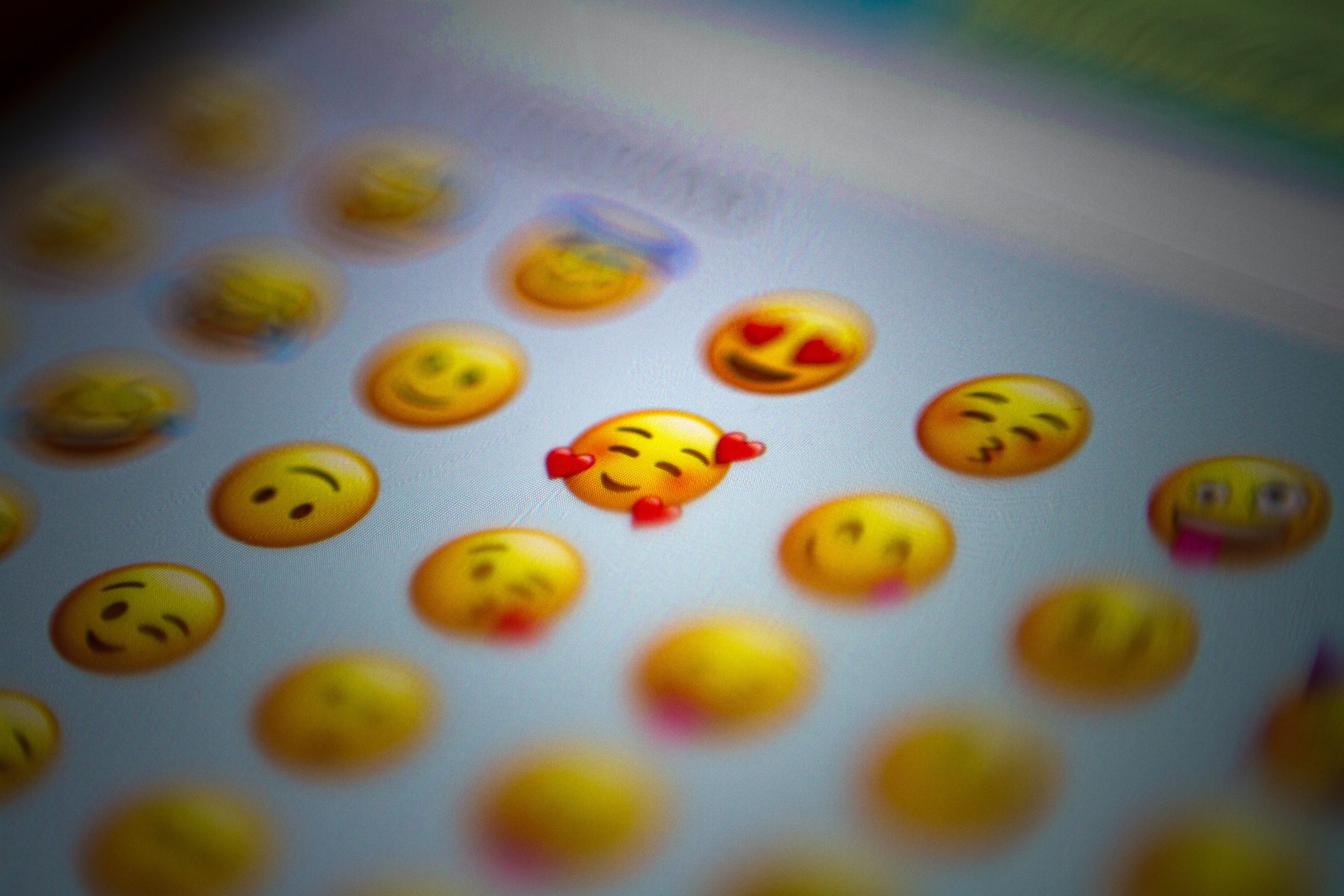 Various emojis displayed on a screen.