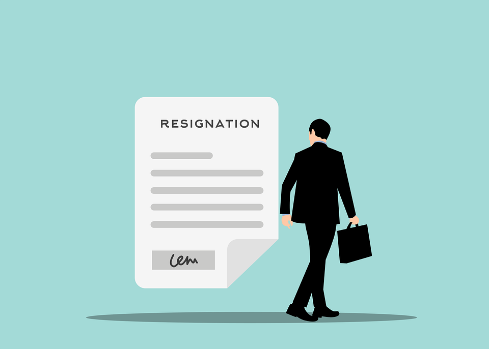 Image represents an employee resigning and leaving an organization