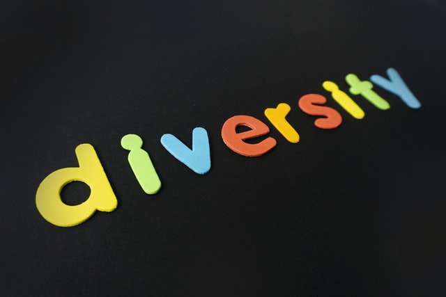 “Diversity” spelled on a black background
