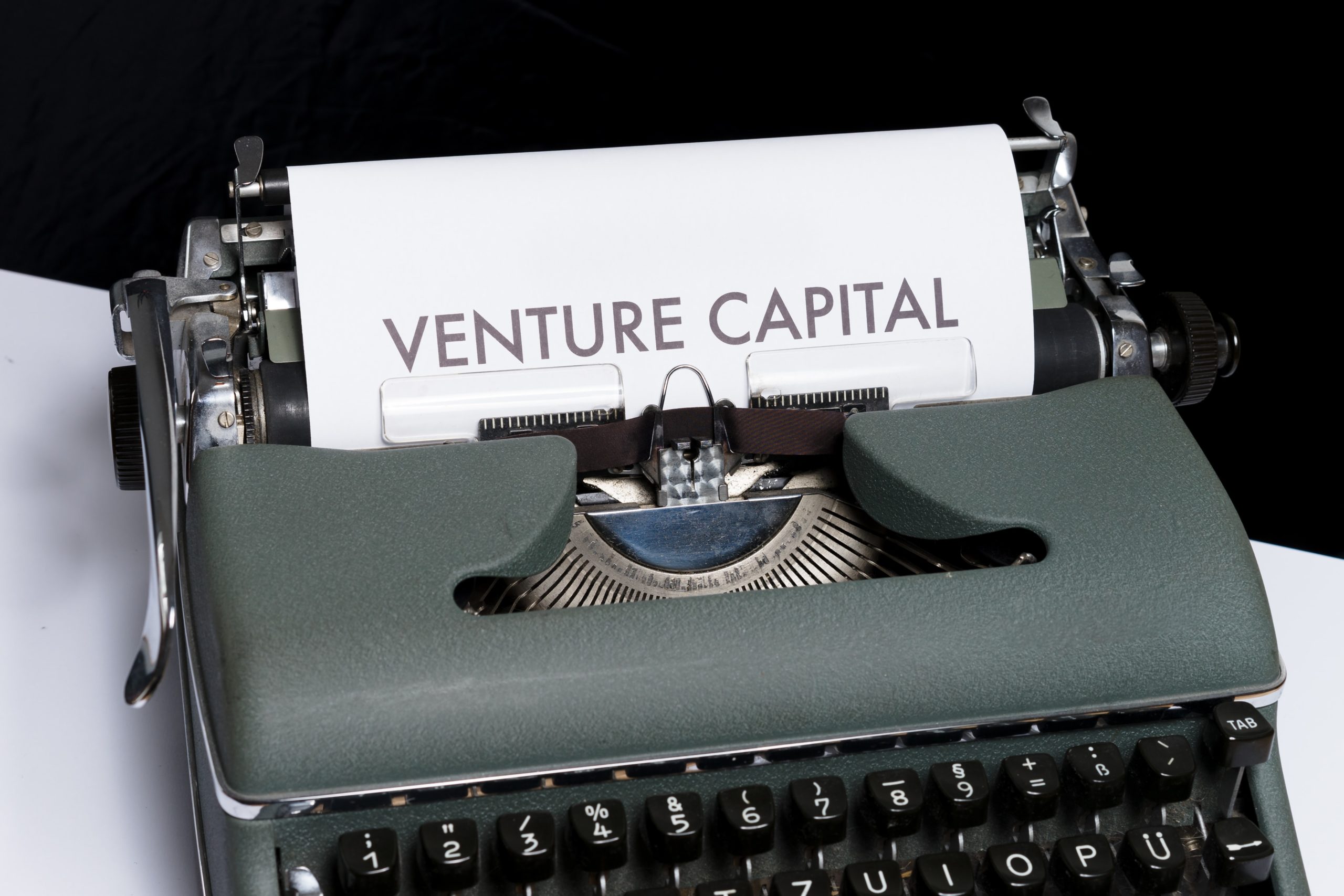 Venture capital typed on paper with a typewriter