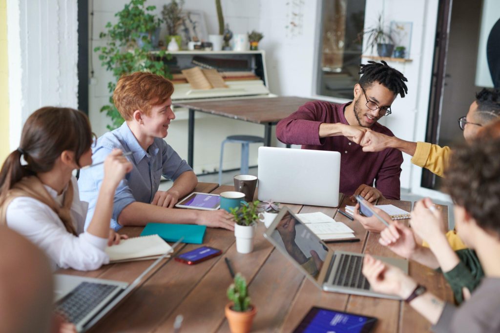 A positive, productive workplace at a startup leveraging PeopleOps-driven HR strategies.