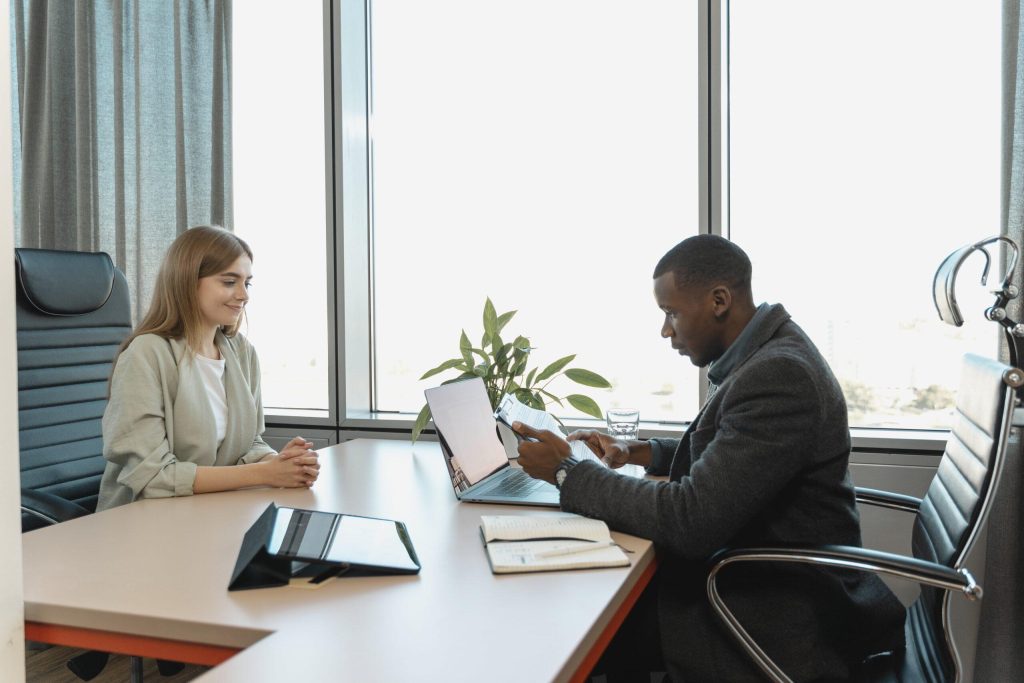 HR interviewing a job candidate.